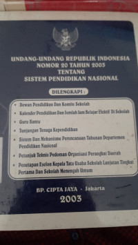 undang undang republik indonesia nomor 20 tahun 2003 tentang sistem nasional