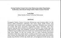 Image of Strategi Fakultas Farmasi Universitas Mulawarman dalam Pemanfaatan Sumberdaya Alam Hayati Sebagai Sumber Bahan Farmasi Potensial
