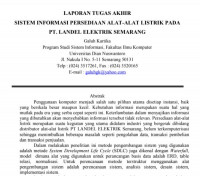 Image of LAPORAN TUGAS AKHIR

SISTEM INFORMASI PERSEDIAAN ALAT-ALAT LISTRIK PADA

PT. LANDEL ELEKTRIK SEMARANG