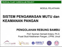 SISTEM PENGAWASAN MUTU dan
KEAMANAN PANGAN