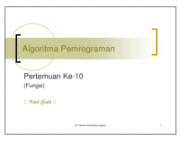 Image of Algoritma Pemrograman

Pertemuan Ke-10
(Fungsi)