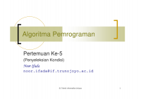 Algoritma Pemrograman

 





Pertemuan Ke-5
(Penyeleksian Kondisi)