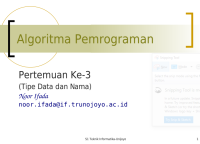 Algoritma Pemrograman

Pertemuan Ke-3
(Tipe Data dan Nama)