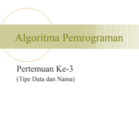 Algoritma Pemrograman

Pertemuan Ke-3
(Tipe Data dan Nama)