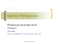 Image of Algoritma Pemrograman

 





Pertemuan Ke-8 dan Ke-9
(Prosedur)