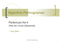 Image of Algoritma Pemrograman

 





Pertemuan Ke-4
(Nilai dan Urutan [Sequence])