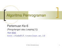 Image of Algoritma Pemrograman

 





Pertemuan Ke-6
(Pengulangan atau Looping [1])