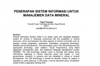 PENERAPAN SISTEM INFORMASI UNTUK MANAJEMEN DATA MINERAL