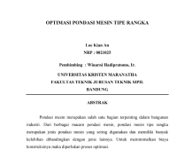 Image of Optimasi Pondasi Mesin Tipe Rangka