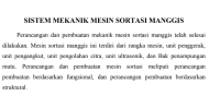 Sistem Mekanik Mesin Sortasi Manggis