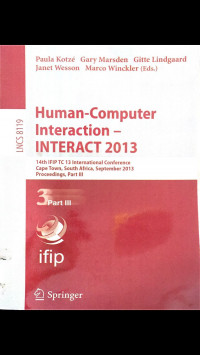 Image of HUMAN-COMPUTYER INTERACTION - INTERACT 2013