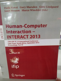 Image of HUMAN-COMPUTER INTERACTION-INTERACT 2013 PART III