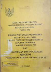 Image of ketetapan ketetapan majelis permusyawaratan rakyat republik indonesia tahun 1993