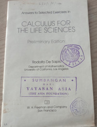 Image of Answers To Select Excecise In Calculus For The Life Science