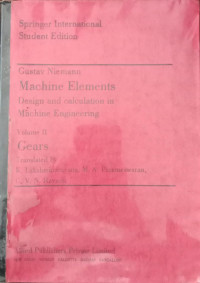 Image of Springer International Student Edition  Machine Elements Design and calculation in Machine Engineering