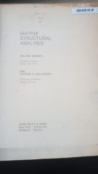 Image of MATRIX STRUCTURAL ANALYSIS
